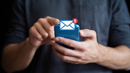 Person Checking New Email Notification on Smartphone