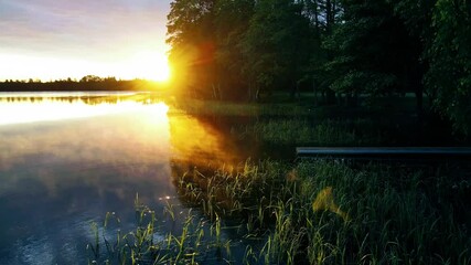 Wall Mural - sunrise over the lake