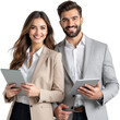 © Nour Studio - Confident Business Team Holding Tablets on Transparent Background, PNG format