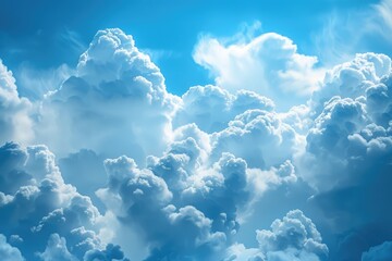 Wall Mural - abstract blue sky with fluffy clouds for world ozone day.