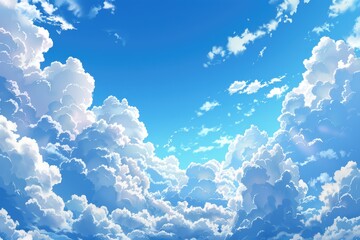 Wall Mural - blue sky white clouds world ozone day summer atmosphere.