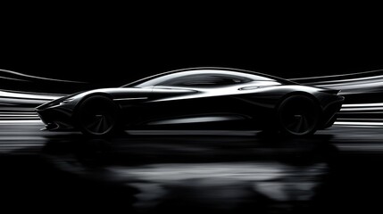 Wall Mural - encapsulating the essence of high-velocity motion, this concept art depicts a sleek sports car surgi