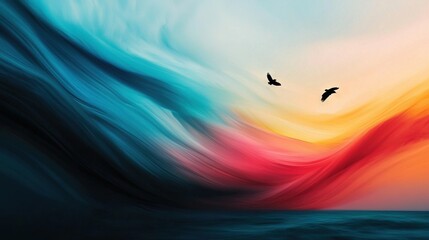 Wall Mural -   A bird soaring above water with vibrant waves in the background