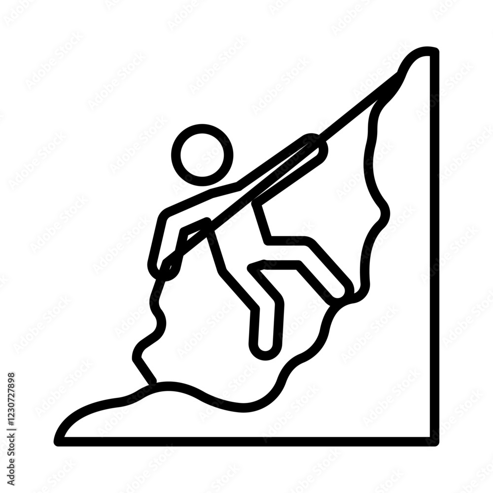 Rappelling Icon Black and white logo Stock Vector | Adobe Stock