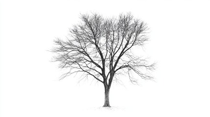 Single bare tree isolated on white background.