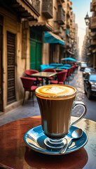 Wall Mural - cup of coffee on a table