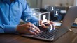 © Media Srock - Digital Networking:  A Person Using a Laptop to Connect and Manage Online Profiles and Contacts Through a Digital Interface.