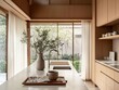 © Bouchra - A kitchen with a white counter and a vase of flowers on it. There is a sink and a bowl on the counter