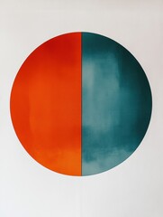 Fototapete - Vibrant circular artwork in contrasting colors displayed on a minimalist wall. Generative AI