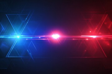 Wall Mural - blue and red lines and triangles create an abstract background, symbolizing advanced technology and 