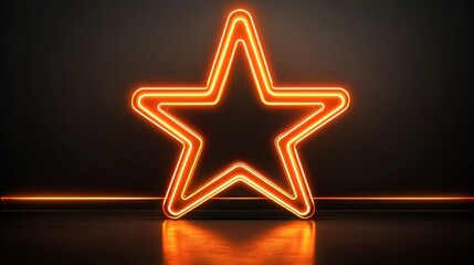 Poster - Glowing Neon Star Graphic Shape in Dark Moody Background for Wallpaper or Decor