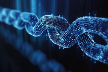 Wall Mural - pulsating dots and lines exemplify blockchain technology in a digital landscape