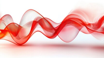 Poster - Elegant Red and Orange Fluid Waves in Abstract Motion