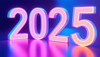 Neon Lights Displaying the Year Two Thousand Twenty Five