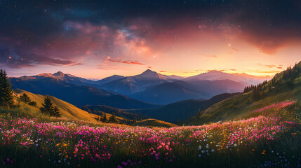 Canvas Print - panoramic mountain view