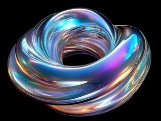 Wall Mural - a swirling nebula of liquid metal forms, chrome and rainbow prismatic effects, volumetric lighting, ultra-detailed 3d render with smooth gradients