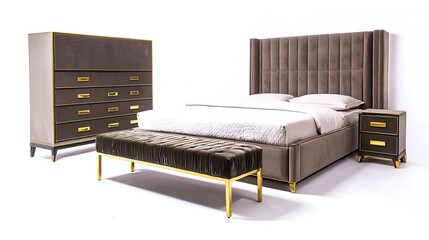 Wall Mural - A bed with a headboard and a nightstand