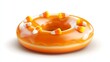 © flower - A glazed pumpkin-spice donut decorated with mini candy corn, realistic style, warm fall colors, isolated on white background