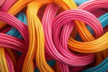 Wall Mural - colorful intertwined cables creating a vibrant abstract design
