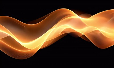 Aufkleber - Golden wave flowing dark background; abstract design