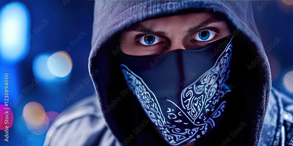 gangster rapper wearing black bandana Stock Photo | Adobe Stock
