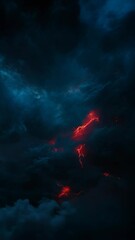 Wall Mural - vertical video dark stormy clouds with lightning bolts background