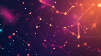 Wall Mural - Abstract Colorful Background with Luminous Dots and Connections