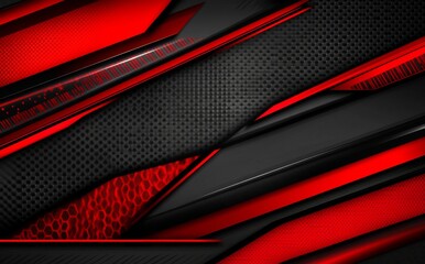 Wall Mural - an abstract digital circle on a red tech background, with space for copy