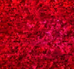 Wall Mural - A continuous red abstract design with a geometric print made up of triangles and polygons, set on a ruby-hued base