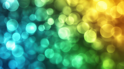 Wall Mural - Vibrant bokeh background with blue, green, and yellow hues creating dreamy atmosphere. Perfect for design projects or as colorful backdrop