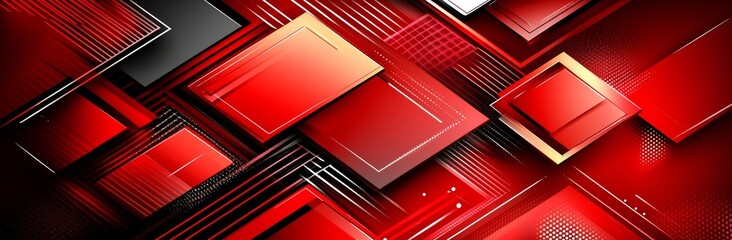 Wall Mural - an abstract design for a modern website banner, showcasing a black and red background with bright, g
