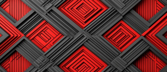 Canvas Print - A contemporary abstract background with black and red textures and layered angled shapes, ideal for websites or banners, showcasing dark and light transparent triangles and rectangles