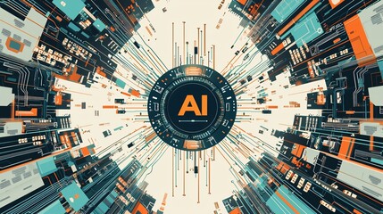 AI digital data network, futuristic technology background