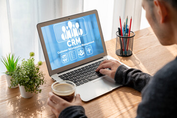 Wall Mural - customer relationship management system on modish computer for crm business and enterprise
