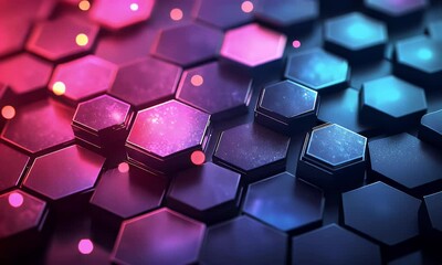 Aufkleber - Abstract Hexagon Network, Glowing, Digital, Background, Technology, Design
