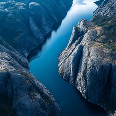 Wall Mural - Aerial View of Winding Fjord in Norway's Stunning Natural Landscape