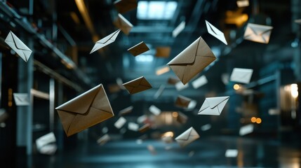 Poster - An animated email icon with flying envelopes representing communication