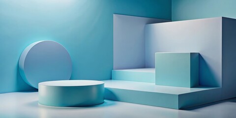 Wall Mural - abstract blue geometric forms background