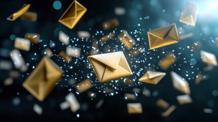 Poster - A envelopes flying in and out of a laptop screen, representing seamless email exchange