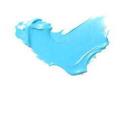 Abstract blue shape painted with oil paint on transparent background