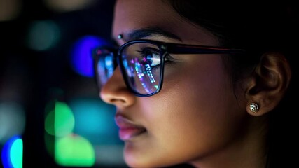 Woman looking at a computer monitor