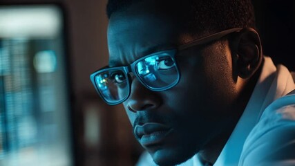 Man looking at a computer monitor