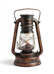 Aufkleber - Antique oil lantern with a lit bulb.
