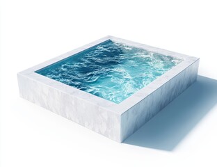 Wall Mural - Square pool with blue water, isolated on white.