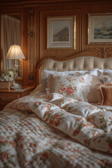 Wall Mural - Interior of the bedroom with classic furniture and luxury bed. Vintage decoration with antique furniture 