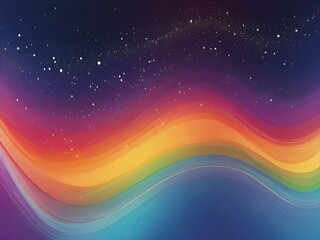 Wall Mural - A vibrant wave of colors flows across the scene, blending seamlessly from deep blues to bright reds and yellows. Specks of white dot the upper section, resembling a starry night sky.