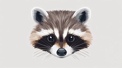 Wall Mural - Flat Raccoon Head Animal Icon for Graphic Design Projects