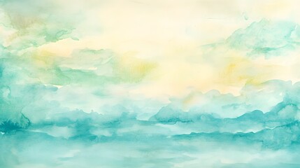 Fototapete - Abstract Watercolor Landscape Painting of Sky and Clouds