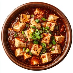 Poster - bubbling clay pot of tofu and minced pork  