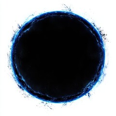 Wall Mural - Abstract dark sphere with blue energy glow, isolated on white background.